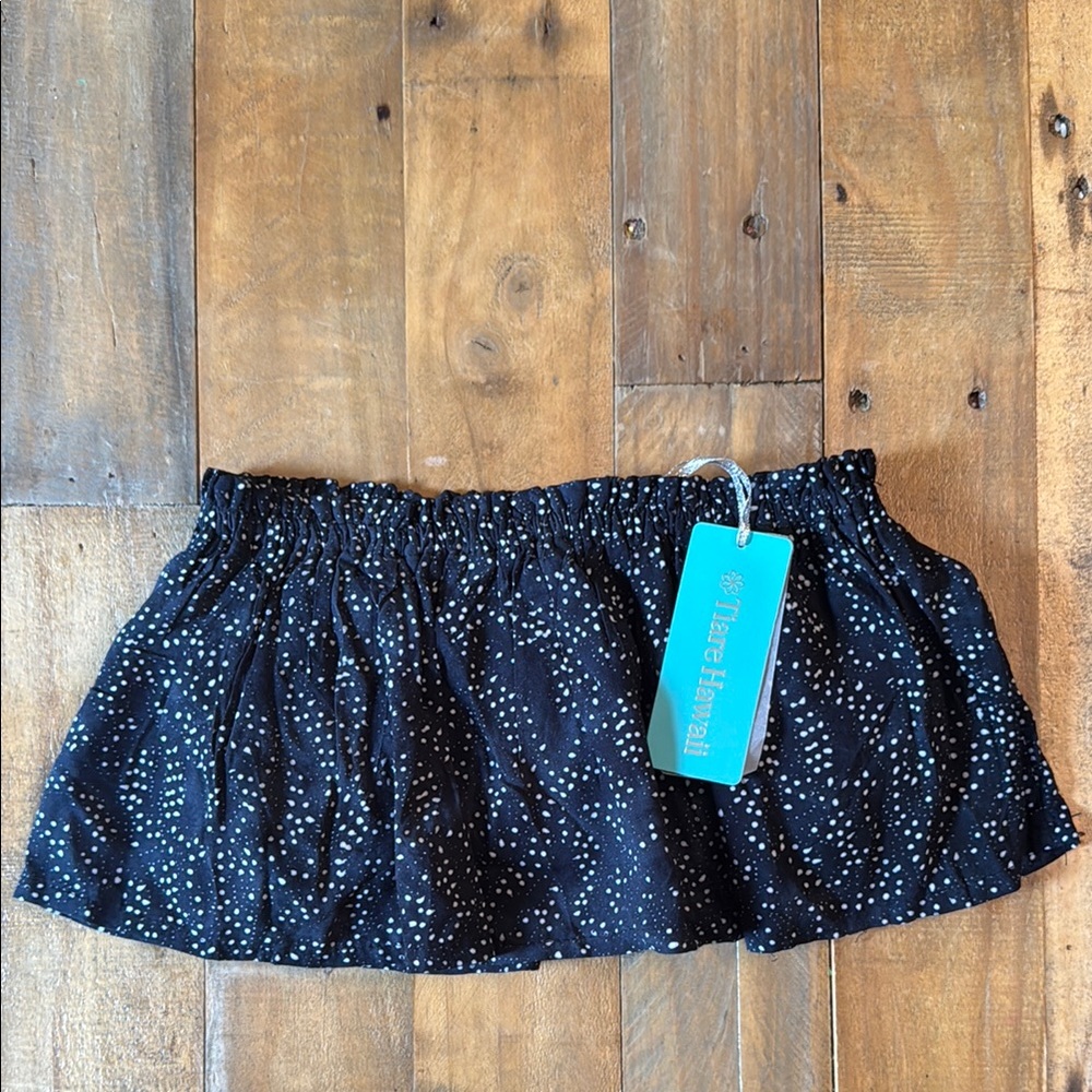 Blue Black crop top with White Dots by Tiare Hawaii one size NWT